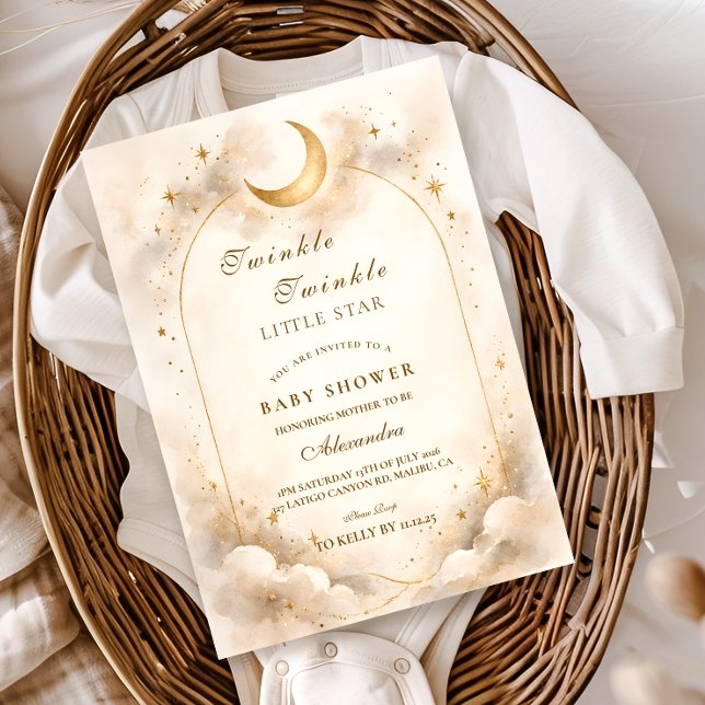 Elegant Neutral Starry Baby Shower Invitation (Creator Uploaded)