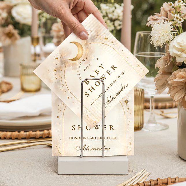 Elegant Neutral Starry Baby Shower Napkin (Creator Uploaded)