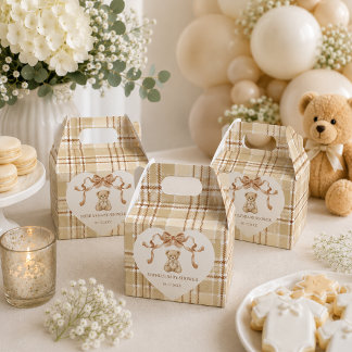 Elegant Neutral Teddy Bear Baby shower Favor Box
