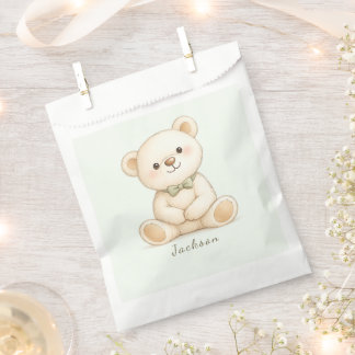 Elegant Neutral Teddy Bear Baby Shower Favour Bag