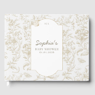 Elegant Neutral Toile Print Baby Shower Guest Book