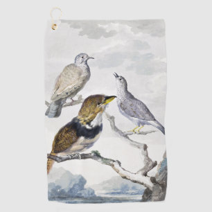 Elegant Neutral Tone Birds on Branch Art Golf Towel