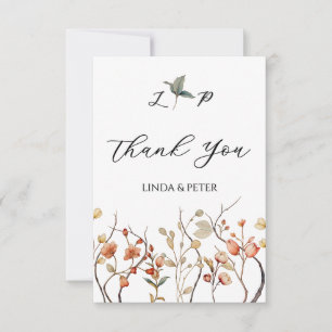 Elegant Neutral Vintage Floral Wedding Thank You Card