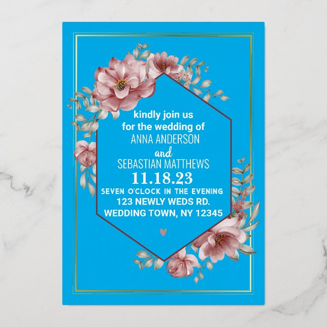 Elegant Neutral Watercolor Floral Wedding   Foil I (Front)