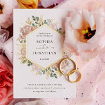 Elegant Neutral Watercolor Floral Wedding | Gold<br><div class="desc">These stunning wedding invitations feature a gold foil geometric frame surrounded by lush,  watercolor neutral flowers in neutral,  earth tones colours such as beige peach,  dusty rose,  and soft green with gold foil accents and leaves. An elegant boho floral look on a simple white background.</div>
