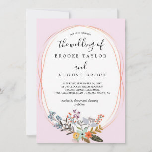 Elegant Neutral Watercolor Floral Wedding   Gold F Invitation