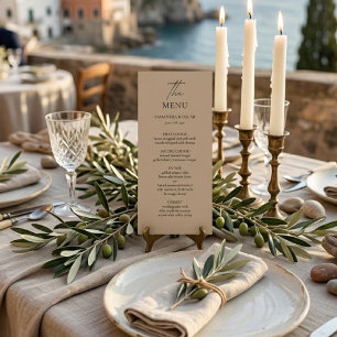 Elegant Neutral Wedding Menu Minimalist Beige