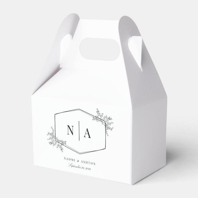 Elegant Neutral Wedding Monogram Favor Box (Front Side)