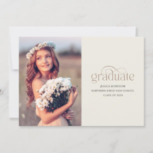 Elegant Neutrals Modern 1-Photo Graduation Party Invitation