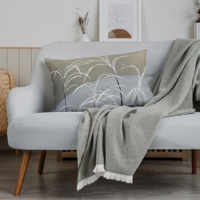 Elegant Neutrals Modern Minimalist Japanese Art Accent Pillow (Add style to your home with this elegant neutrals vintage Japanese grass pattern accent throw pillow)