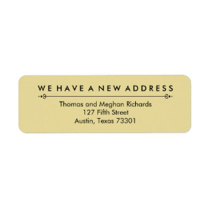 Elegant New Address Announcement in Black and Gold