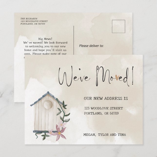 Elegant New Address Moving Announcement Postcard (Front/Back)