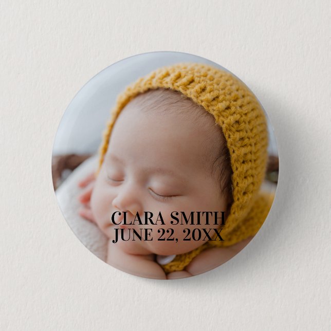 Elegant new baby announcement  2 inch round button (Front)