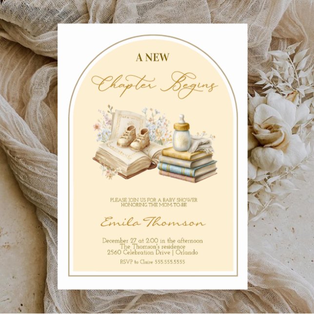 Elegant New Chapter Begins Baby shower  Invitation (Creator Uploaded)