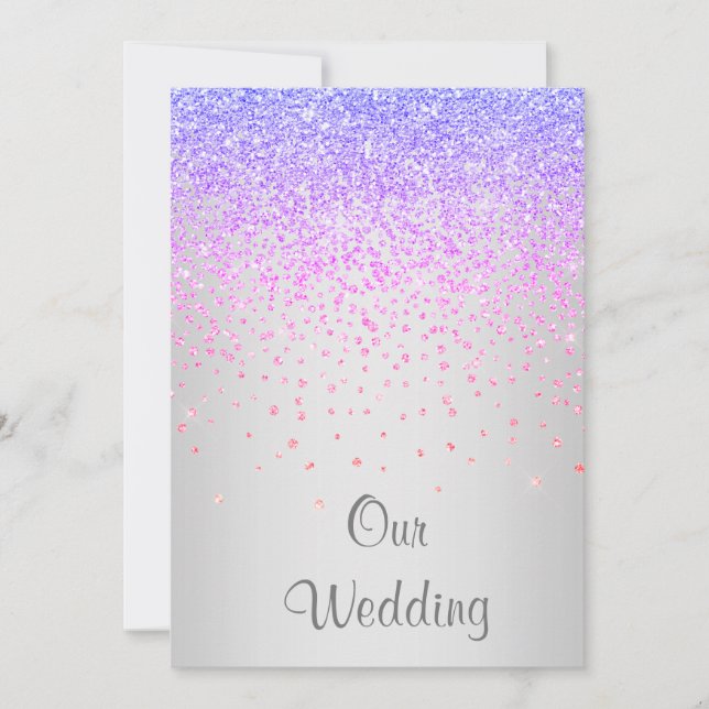 ELEGANT New crystal diamond wedding lilac PURPLE Invitation (Front)