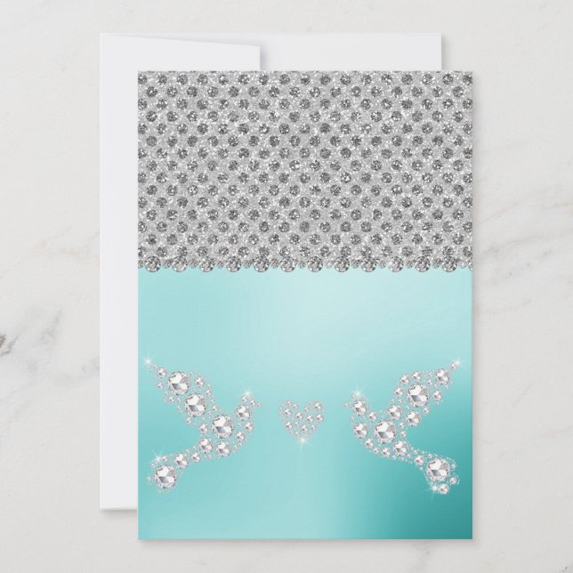 ELEGANT New crystal diamond wedding mint green Invitation (Front)