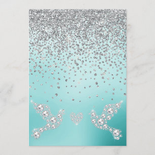 ELEGANT New crystal diamond wedding mint green Invitation
