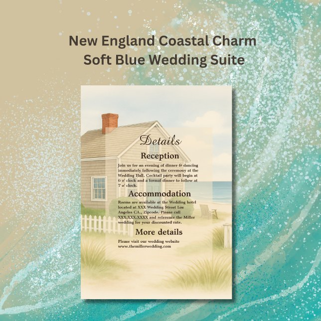 Elegant new england Coastal Soft Blue Wedding Enclosure Card (Creator Uploaded)