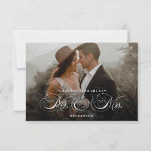 Elegant New Mr. and Mrs. Wedding  Thank You Card