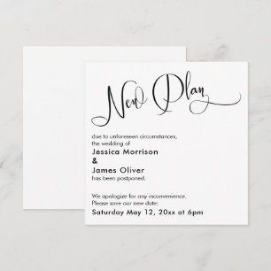 Elegant "New Plan" Postponed Wedding Card