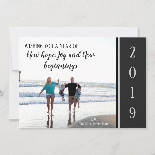 Elegant New Year 2019 Family Picture Holiday Card (Front)