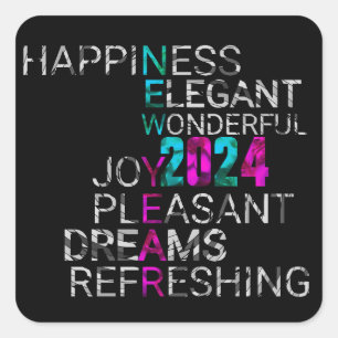 elegant new year 2023 quotes sayings square sticker