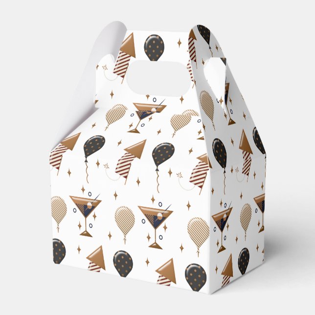 Elegant New Year Celebration Party Pattern Favor Box (Front Side)