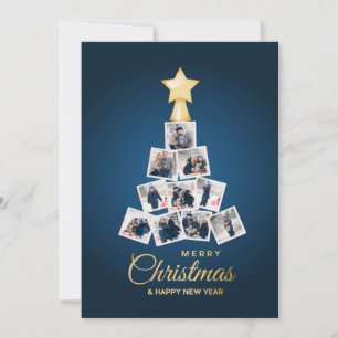 Elegant New Year & Christmas Tree 10 Family Photo Holiday Card