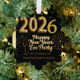 Elegant New Year Eve Paper Ornament Card