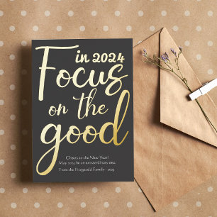 Elegant New Year Focus on Good Photo Foil Holiday Card