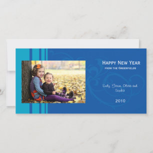 Elegant New Year photo card - blue