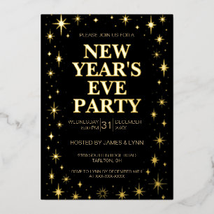 Elegant New Year's Eve Celebration Foil Invitation
