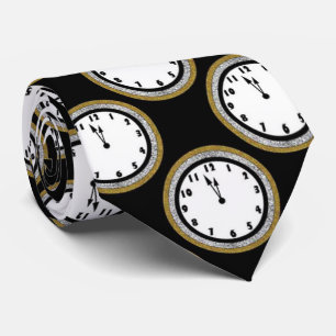 Elegant New Years Eve clock pattern tie