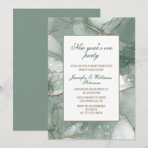 Elegant New year's eve invitation Green Gold