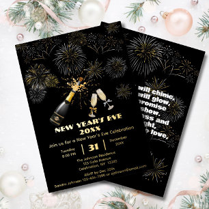 Elegant New Year's Eve Invitation with Fireworks