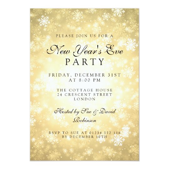 Elegant New Years Eve Party Gold Winter Card