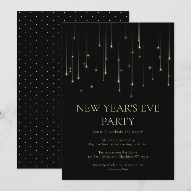 Elegant New Year's Eve Party Invitation (Front/Back)