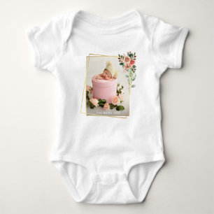 Elegant Newborn Girl Birth Photo Nursery  Baby Bodysuit