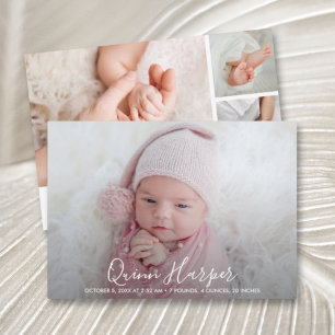 Elegant Newborn Photo Collage Birth Announcements