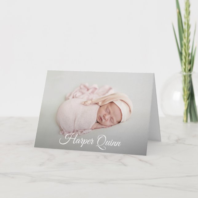 Elegant Newborn Photo Collage Note Card (Front)