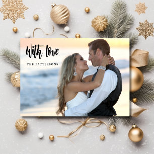 Elegant Newlywed First Christmas Photo  Holiday Card
