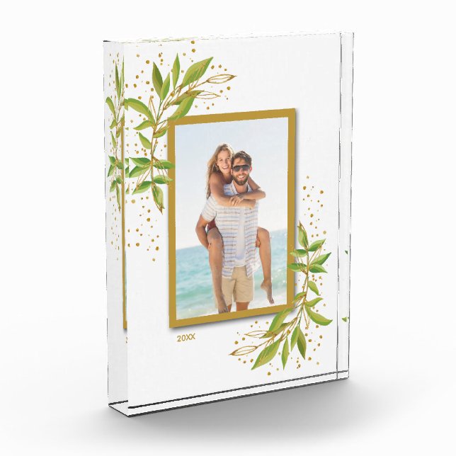 Elegant Newlywed Honeymoon Custom Photo Block (Left)