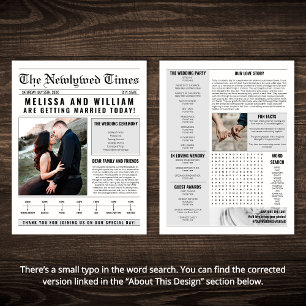 Elegant Newspaper Wedding Program Timeline
