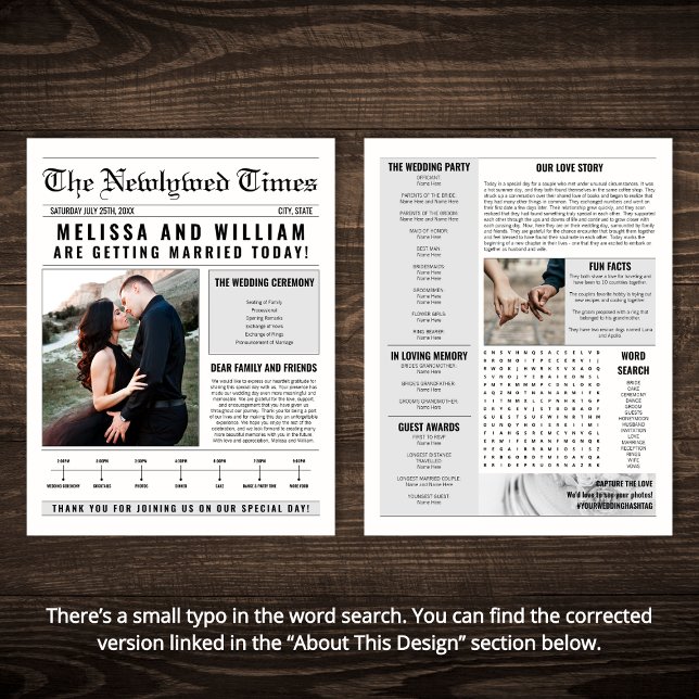 Elegant Newspaper Wedding Program Timeline (Elegant Newspaper Wedding Program Timeline Flyer)