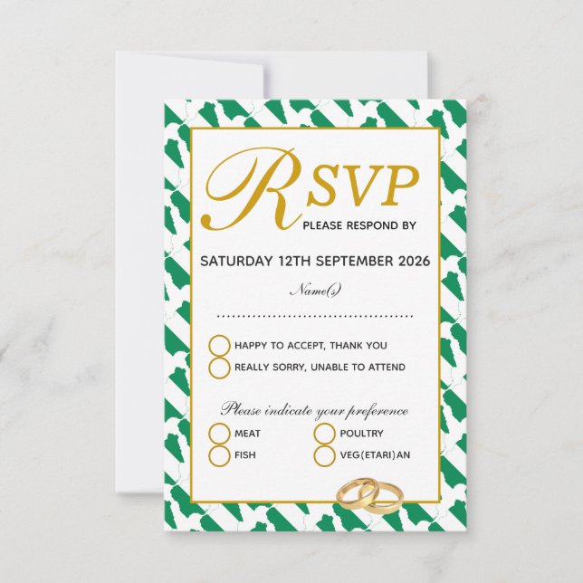 Elegant NIGERIA NAIJA Wedding RSVP Response Card (Front)