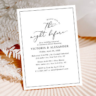 Elegant Night Before Wedding Rehearsal Dinner  Invitation