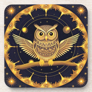 Elegant Night Owl Illustration Coaster