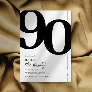 Elegant Ninety 90th Birthday Party Invitation