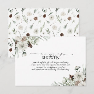 Elegant No Wrap Winter Evergreen Bridal Shower Enclosure Card