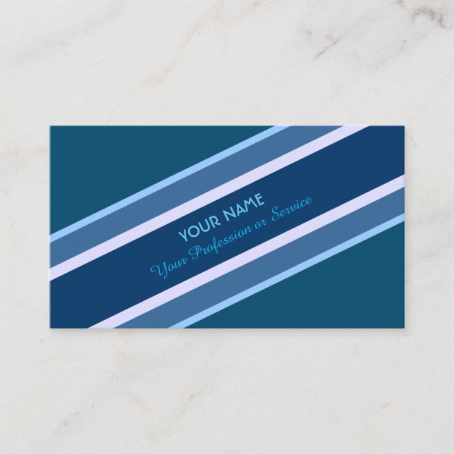 Elegant noble blue striped business card (Front)